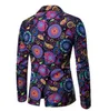 Erkek Moda Takım Parti Part Slim Fit Blazer Düğmeleri Takım 3D Çiçek Baskı Boya Blazers Ceket Erkekler