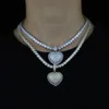 Silver Color Heart Pendant Choker HipHop Full Iced Out Cubic Zirconia 5A CZ Stone Tennis Chain Necklace Women Jewelry 210721
