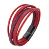 Braccialetti con fibbia magnetica in pelle multistrato moda America ed Europa per uomo e donna