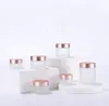 Soins de la peau bocaux en verre transparent dépoli bouteille cosmétiques contenants de crème pour le visage avec couvercle en or rose 5g 10g 15g 30g 50g 100g SN5962