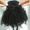 Drawstring Ponytail för svart Kvinnor Curly Kinky Short High Bun Clip på Afro Puff Human Hair Extensions