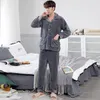 Heren slaapkleding heren koraal fleece pyjama's 2 -delige set mannen herfst en winter plus fluweel dik warm flanel home service heren pak