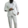 White Ivory Foral Pattern Groom Wedding Tuxedos Unique Mens Party Prom Pants Suits Coat Vest Business Wear Outfit 3 Pieces