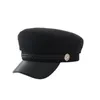 Bonnet / Skull Caps Haut de gamme Style coréen Automne et hiver Béret Mode Ceinture d'humidité Tresse Boucle Navy Hat Scot22