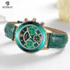 MEGIR RUIMAS Cinturino in pelle verde Orologi Donna Orologio al quarzo di lusso Lady Relogio Feminino Top Brand Cronografo Orologi da polso 210310