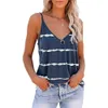 Sommar Casual Loose Tank Top Kvinnor Ärmlös Camisole V-Neck Striped Print Tank Tops Ladie Sling Top Vest 210623