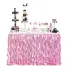 Розовая розовая волнистая юбка для настольного набора для свадебного десерта Британское вечеринка Стол стола Стол Спись.