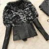 Outono Inverno Mulheres Faux Fur Casaco Jaqueta Feminino Slim Fit PU Couro Casacos De Pele Fluffy Outerwear Jaquetas 211019