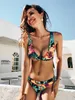 Miturn Knot Impresso Cintura Baixa Dois Peças Bikini Set Swimsuit Mulheres Mulheres Beachwear Swimwear Bather Bathing Suit 210630