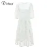 Dicloud Boho Biały Dres Dres Letnie Elegancki Wedding Party Beach Midi Ubrania Panie Bajki Maternity Dress 210719