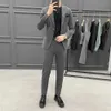 Hochzeitsanzüge für Männer Gestreift Business Casual Slim Anzug Mode Bräutigam Smoking 2 Stück Set Blazer Hosen Soziale Bürokleidung 210527