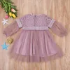 Baby Neugeborenes Mädchen Prinzessin Kleid Langarm Spitze Festzug Partykleider Kleinkindkleider Q0716