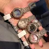 Aço inoxidável clássico Happy Stone Watch Women Zircon Quartz Ball Bead Wristwatch Liberous 7 Slide Cz Crytal Move Watch7662962