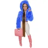 Женщины меховые пальто зима теплый с капюшоном с капюшоном Faux Fox Fea Fash Fashion Solid Chastwork женский новый рукав K8030