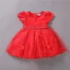 Abiti da ragazza Shin Toddler Baby Flower Girl Avvolgere Brystet Maniche corte Ricamato con bordi in pizzo per abito da ballo