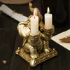 Candelabro de elefante de resina dorada nórdica, decoración de restaurante, decoración de mesa de ambiente de fiesta