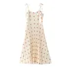 Women sleevelsummer midi drSexy polka dot print summer beach drDraped ladies holiday chic party dress X0529