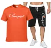 Moda erkek Setleri 2022 Yaz Eşofman Kısa Kollu Beyaz Siyah T Shirt + Spor Şort Takım Adam Rahat Erkekler Giyim Erkek Joggers Set