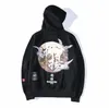 Crane Embroidery Hip Hop Hoodies Sweatshirts Cotton Kanji Embroidery Autumn Sweatshirts Us Size S-XL 201128