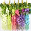 Wisteria Vine Artificial Fake Flowers Vine Garland Arch Wedding Home Room Hanging Rattan Decor Spring Autumn Garden Decor 210925