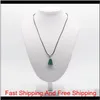 Irregular Natural Stone Pendant Necklaces Gemstone Agate Crystal Quartz Turquoise Malachite Jade Amethyst Pendants With Leather Chains O8Ycs