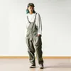 Erkek Çok Cep Önlüğü Tulum Hip Hop Streetwear Kargo Çalışma Pantolon Tulumlar Casual 210715 için Gevşek