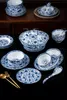 Wholesale Dinnerware Sets 80 Pieces Porcelain Imitation Yuan Dynasty Blue and White Ceramic Tableware Set For Collecttion