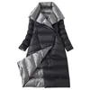 Moda inverno ultraleve jaqueta mulheres casuais ambos os lados Duck Down casaco de mangas compridas Médio médio preto parkas quentes 210525