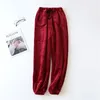Vêtements de nuit pour femme Automne Hiver Pyjama Pantalon ample Décontracté Flanelle Polaire Chaud Sommeil Bas Avec Poches Latérales Blanc Gris Noir Rouge