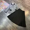 Kvinnor Blazer + Skirt Office 2 Piece Outfits Höst Vinterdesigner Märke Vintage Classic Fashion Jacket Pläterade kjoluppsättningar 211119