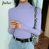 Jielur Turtleneck Knitted Sweaters Women Autumn Winter Basic Primer Pullovers Solid Color Korean Sweater Slim-fit White Pullover 210918