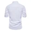AIOPESON 100% camisa de lino de algodón Hombres Jersey Color sólido Marca de alta calidad para primavera Manga larga S 210721