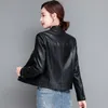 Autumn Women Black Slim Cool Lady motorcycle Leather Jacket Sweet Female Spring Button Short Outwear Fashion Coat