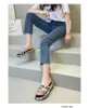 Kvinnor Flip Flops Korsad Open Toe Flat Platform Striped Sandal Tofflor Skor Sommar Slides Mules