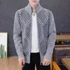Korean Style Cardigan Men Sweater Clothing Grey Mens Sweater Oversized Knitted Cardigan Pattern Warm Clothes for Men 3XL 210601