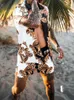Mode Hawaïaanse print korte mouw shirt set mannen strand print shorts + heren dagelijks strand shirt tweedelig X0610