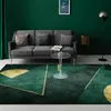 Light Luxury Emerald Dark Green Simple Golden Geometric Living Room Bedroom Bedside Carpet Floor Mat Customization 210301