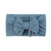 2021 Ny mjuk nylon Jacquard Hårtillbehör Barns hårband Baby Super Stretch Bow Headbands Girls Big Bows Solid Hair Bands