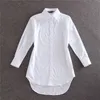 Мой Newin 4XL 5XL плюс размер женской блузки рубашка с длинным рукавом белый твердой свободной длительной версии повседневная топ 210301