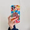 Par Kawaii Skyddsfodral för iPhone 12 Mini 11 Pro X XS Max XR 8/7 Plus Bear Phone Case Flower Back Cover 100pcs