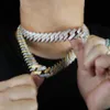 Высококачественный 5A Cz Collece Bracelet кубинский панк -цепь для мужского унисекс -ожерелья для уборки набора замайки на ширину 3 ряд шириной 19 мм F3535147