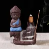 Räuchergefäß Sicherheitsschaumverpackung Kleiner Buddha-Rückfluss-Räuchergefäß Lila Sand Mönch-Räuchergefäß Mini-Keramik-Ornament Fragrance Mountain 507 V2