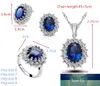 3er Pack Neue Luxus Blaue Farbe Sonnenblume 925 Sterling Silber Dubai Für Frauen Dame Jahrestag Geschenk Schmuck Großhandel J5519 Fabrikpreis Expertendesign Qualität