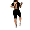 Kvinnors Jumpsuits Rompar Kvinnor Sommar Bodysuiter O-Hals Sexy Back Cross Fashion Night Club Wear Slim One Piece Outfits