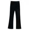 Vintage pantalon droit femmes mode velours pantalon solide dames élégantes taille élastique longue Chic pantalons 210531