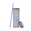 2021 Sublimação Creative Skinny Tumblers Copo Canecas Tie-Dye Arco-íris Cor Aço Inoxidável Vácuo Isolado Slim DIY 22 Oz Coffee 5 Cores