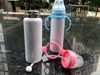US-Lager Sublimation Krankenpflege Tumblers 8Oz doppelt isoliert Baby Fütterungsbecher Edelstahl Milchflasche Dual Griff mit Nippel blau Rosa Vorbestellung