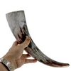 Natural Viking Drinking Horn With Stand Cups Ale Beer Wine Goblet Chalice Tankard Ox Horn Bägare Fartyg 210804