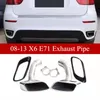 Pair 304 Stainless Steel Car Muffler Exhaust Pipe With Cover For BMW X6 E71 2008~2013 Carbon Tail Tips