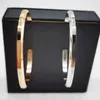 Moda simples pulseira pulseira feminina 16cm 17cm ajuste aberto designer pulseiras prata rosegold com caixa de presente 7185a